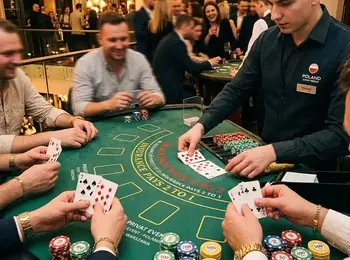 Krupier rozdający karty do gry w oczko